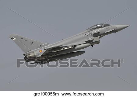 A Spanish Air Force Eurofighter Typhoon 2000 taking off. View Large Photo Image Picture - A Spanish Air Force Eurofighter Typhoon 2000 taking off.. Fotosearch