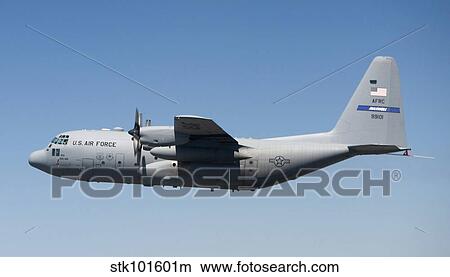 A specially modified C-130 Hercules in flight. View Large Photo Image Picture - A specially modified C-130 Hercules in flight.. Fotosearch
