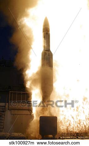 A Standard Missile 3 is launched from the Aegis cruiser USS Lake Erie. View Large Photo Image Picture - A Standard Missile 3 is launched from the Aegis cruiser USS Lake Erie.. Fotosearch