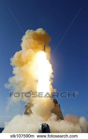 A Standard Missile-3 is launched from USS Lake Erie. View Large Photo Image Picture - A Standard Missile-3 is launched from USS Lake Erie.. Fotosearch