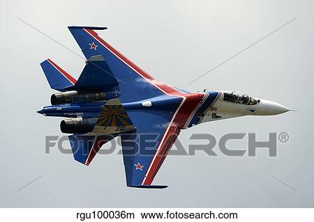 Picture - A Sukhoi Su-27 Flanker of the Russian Knights aerobatic team.. Fotosearch