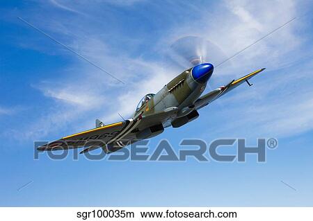 A Supermarine Spitfire Mk-18 in flight. View Large Photo Image Picture - A Supermarine Spitfire Mk-18 in flight.. Fotosearch