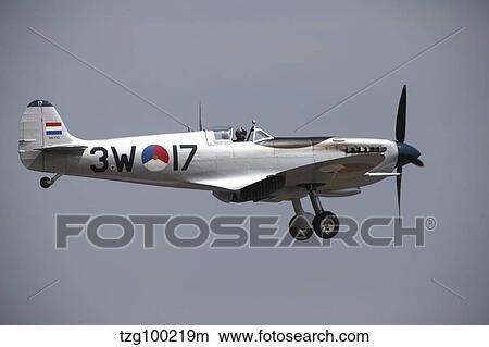 A Supermarine Spitfire of the Dutch historic flight team. View Large Photo Image Picture - A Supermarine Spitfire of the Dutch historic flight team.. Fotosearch