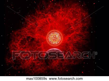 A supernova destroying itself and its planets. View Large Illustration Stock Illustration - A supernova destroying itself and its planets.. Fotosearch