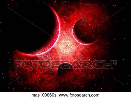 A supernova destroying itself and its planets. View Large Illustration Stock Illustration - A supernova destroying itself and its planets.. Fotosearch