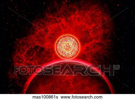 A supernova destroying itself and its planets. View Large Illustration Stock Illustration - A supernova destroying itself and its planets.. Fotosearch