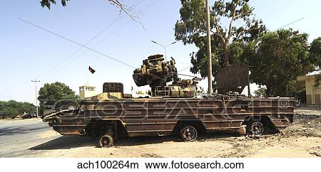 A surface-to-air missile air defense system destroyed by NATO on the outside of Benghazi, Libya. View Large Photo Image Picture - A surface-to-air missile air defense system destroyed by NATO on the outside of Benghazi, Libya.. Fotosearch