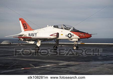 A T-45C Goshawk lands on the flight deck of USS Carl Vinson. View Large Photo Image Picture - A T-45C Goshawk lands on the flight deck of USS Carl Vinson.. Fotosearch