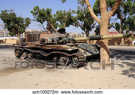 A T-72 tank destroyed by NATO forces just outside Benghazi, Libya. View Large Photo Image Picture - A T-72 tank destroyed by NATO forces just outside Benghazi, Libya. . Fotosearch