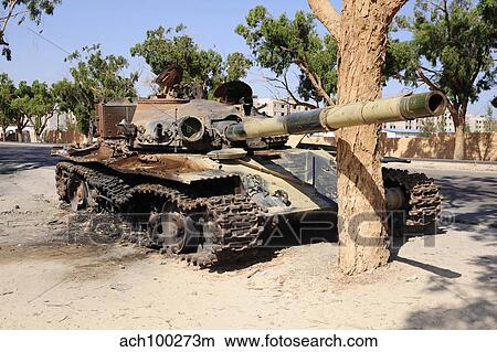 A T-72 tank destroyed by NATO forces just outside Benghazi, Libya. View Large Photo Image Picture - A T-72 tank destroyed by NATO forces just outside Benghazi, Libya. . Fotosearch