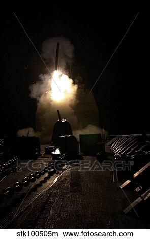 A Tomahawk cruise missile is launched from the USS Philippine Sea. View Large Photo Image Picture - A Tomahawk cruise missile is launched from the USS Philippine Sea.. Fotosearch