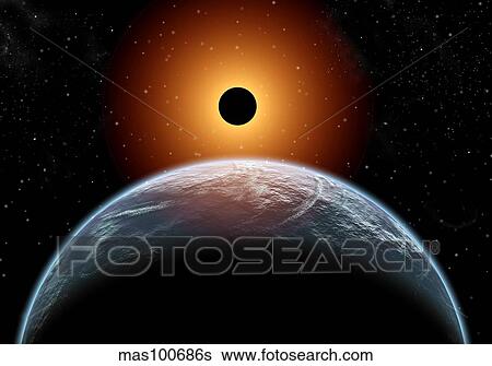 A total eclipse of the Sun as seen from being in Earth's orbit. View Large Illustration Stock Illustration - A total eclipse of the Sun as seen from being in Earth's orbit.. Fotosearch