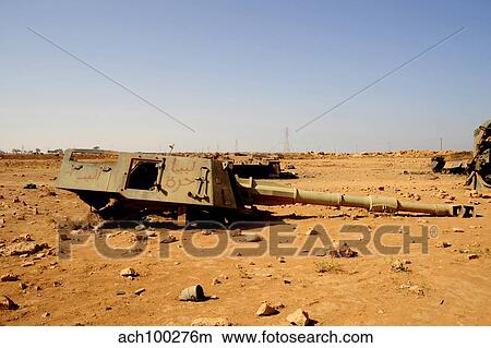 A tracked artillery vehicle destroyed by NATO forces outside Benghazi, Libya. View Large Photo Image Picture - A tracked artillery vehicle destroyed by NATO forces outside Benghazi, Libya.. Fotosearch