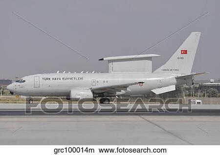 A Turkish Air Force Boeing 737 Airborne Early Warning and Control aircraft. View Large Photo Image Picture - A Turkish Air Force Boeing 737 Airborne Early Warning and Control aircraft.. Fotosearch