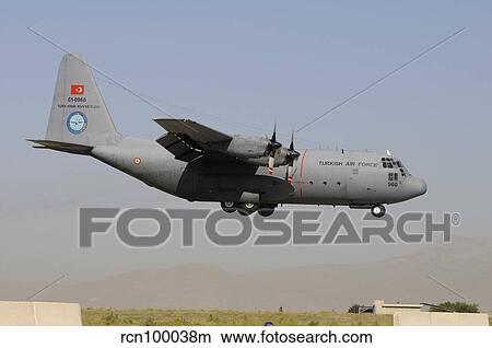Picture - A Turkish Air Force C-130 Hercules landing at Konya Air Base, Turkey.. Fotosearch