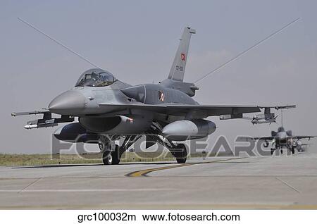 Picture - A Turkish Air Force F-16C Block 52+ taxiing at Konya Air Base, Turkey.. Fotosearch