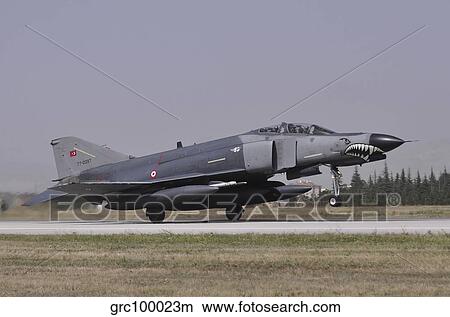 Picture - A Turkish Air Force F-4E 2020 Terminator landing at Konya Air Base, Turkey.. Fotosearch