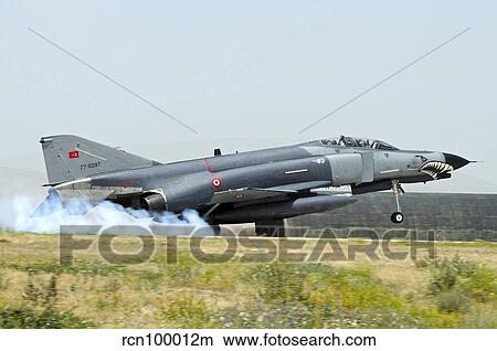 Picture - A Turkish Air Force F-4E 2020 Terminator landing at Konya Air Base.. Fotosearch