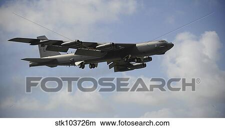 A U. S. Air Force B-52 Stratofortress in flight. View Large Photo Image Picture - A U. S. Air Force B-52 Stratofortress in flight.. Fotosearch