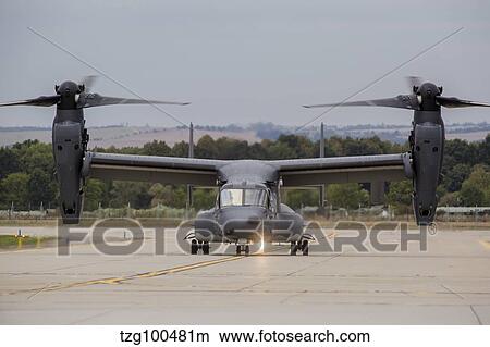 A U. S. Air Force CV-22B Osprey taxiing on the runway. View Large Photo Image Picture - A U. S. Air Force CV-22B Osprey taxiing on the runway.. Fotosearch