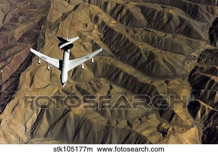 A U. S. Air Force E-3 Sentry aircraft over Afghanistan. View Large Photo Image Picture - A U. S. Air Force E-3 Sentry aircraft over Afghanistan.. Fotosearch