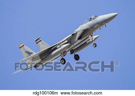 A U. S. Air Force F-15C turns in for landing. View Large Photo Image Picture - A U. S. Air Force F-15C turns in for landing.. Fotosearch