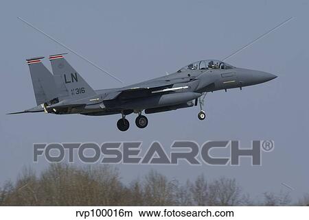 Picture - A U. S. Air Force F-15E Strike Eagle over Zoersel, Belgium.. Fotosearch