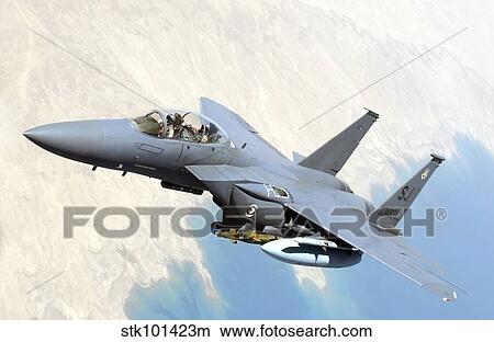 A U. S. Air Force F-15E Strike Eagle aircraft flies over Iraq. View Large Photo Image Picture - A U. S. Air Force F-15E Strike Eagle aircraft flies over Iraq.. Fotosearch