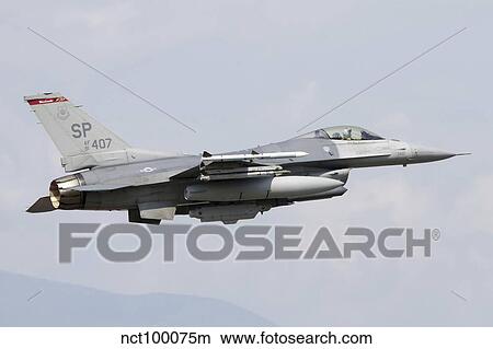 Picture - A U. S. Air Force F-16 Fighting Falcon in flight over Italy.. Fotosearch
