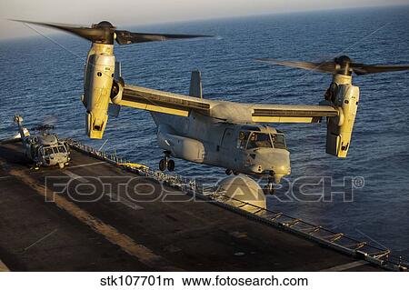 A U. S. Marine Corps MV-22B Osprey lands on USS Kearsarge. View Large Photo Image Picture - A U. S. Marine Corps MV-22B Osprey lands on USS Kearsarge.. Fotosearch