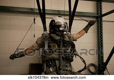 A U. S. Marine training in the virtual parachute trainer. View Large Photo Image Picture - A U. S. Marine training in the virtual parachute trainer.. Fotosearch