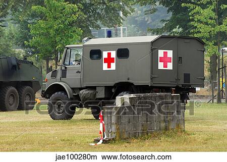 A Unimog in an ambulance version in use by the Belgian Army. View Large Photo Image Picture - A Unimog in an ambulance version in use by the Belgian Army.. Fotosearch