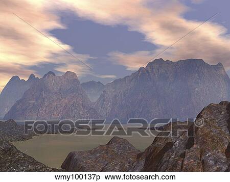 A variety of micro organisms have ventured out of the ocean and onto two volcanic calderas. View Large Illustration Stock Illustration - A variety of micro organisms have ventured out of the ocean and onto two volcanic calderas.. Fotosearch