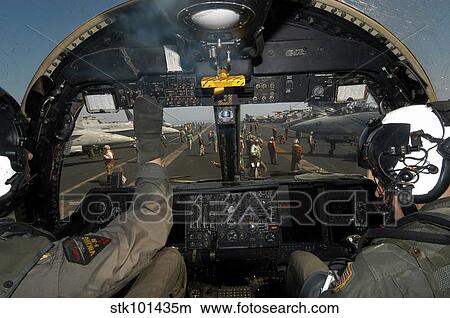 Picture - A view from the Tactical Coordinator's position aboard a U. S. Navy S-3B Viking aircraft.. Fotosearch
