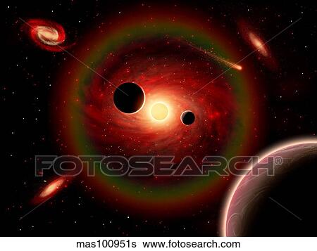 A wandering comet passing through an alien star system. View Large Illustration Stock Illustration - A wandering comet passing through an alien star system.. Fotosearch