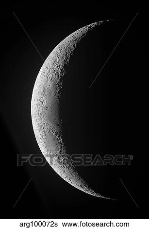 Stock Photograph - A waxing crescent moon in high resolution.. Fotosearch