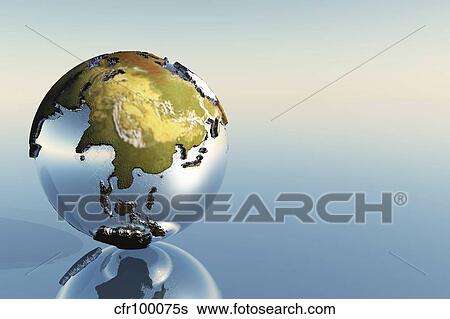 A world globe showing the continents of India, Asia and Japan. View Large Illustration Stock Illustration - A world globe showing the continents of India, Asia and Japan.. Fotosearch