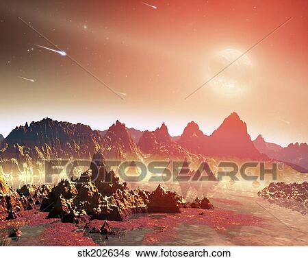 A young, hypothetical planet around a cool star. View Large Illustration Stock Illustration - A young, hypothetical planet around a cool star.. Fotosearch