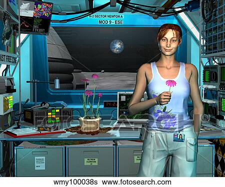 A young radio astronomer stationed near the Moon's South Pole. View Large Illustration Stock Illustration - A young radio astronomer stationed near the Moon's South Pole.. Fotosearch