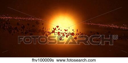 Stock Illustration - A young star circled by debris.. Fotosearch