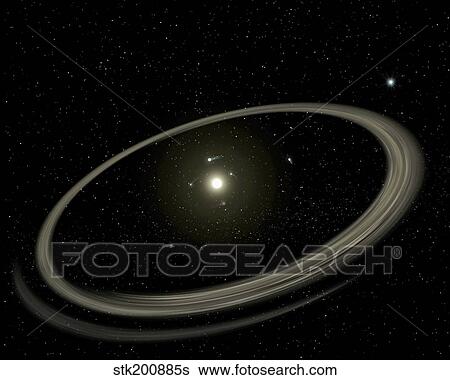 A young star circled by full-sized planets, and rings of dust beyond. View Large Illustration Stock Illustration - A young star circled by full-sized planets, and rings of dust beyond.. Fotosearch