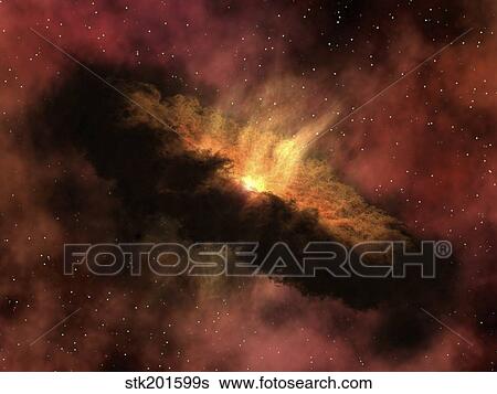 Stock Photograph - A young star surrounded by a dusty protoplanetary disk.. Fotosearch