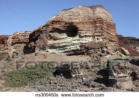 Stock Photograph - Abandoned Manganese Mine at Cape Vani, Milos Island, Greece.. Fotosearch