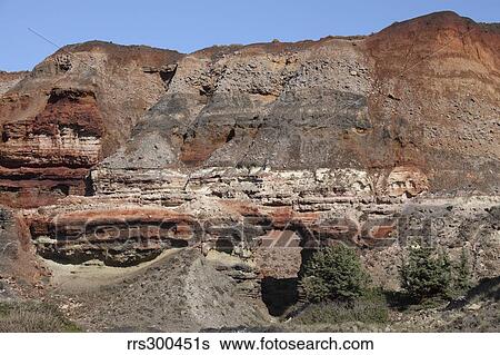 Stock Photograph - Abandoned Manganese Mine at Cape Vani, Milos Island, Greece.. Fotosearch