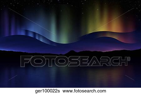 Abstract illustration of the Northern Lights. View Large Illustration Stock Illustration - Abstract illustration of the Northern Lights.. Fotosearch