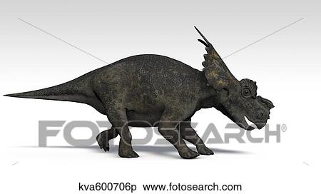Stock Illustration - Achelousaurus dinosaur, white background.. Fotosearch