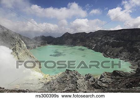 Acidic crater lake, Kawah Ijen volcano, Java, Indonesia. View Large Photo Image Stock Photograph - Acidic crater lake, Kawah Ijen volcano, Java, Indonesia.. Fotosearch