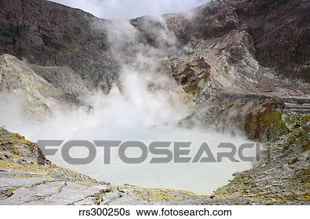 Acidic crater lake, White Island (Whakaari) volcano, Bay of Plenty, New Zealand. View Large Photo Image Stock Photograph - Acidic crater lake, White Island (Whakaari) volcano, Bay of Plenty, New Zealand.. Fotosearch