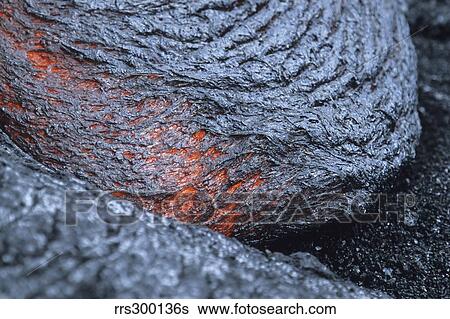 Stock Photograph - Advancing lava toe in lava flow from Kilauea volcano, Big Island, Hawaii.. Fotosearch