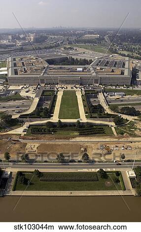 Aerial photograph of the Pentagon with the River Parade Field in Arlington, Virginia. View Large Photo Image Picture - Aerial photograph of the Pentagon with the River Parade Field in Arlington, Virginia.. Fotosearch